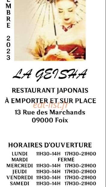 La Geisha — carte page 1
