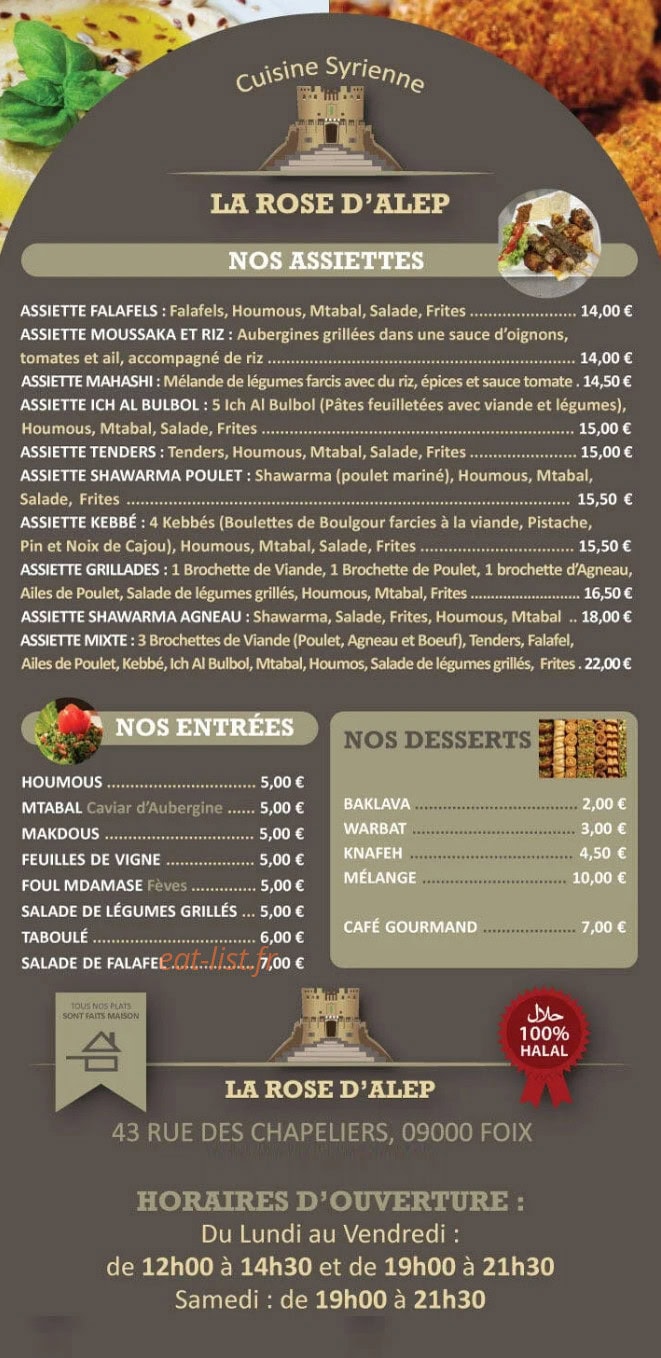 La Rose D'Alep — carte page 1