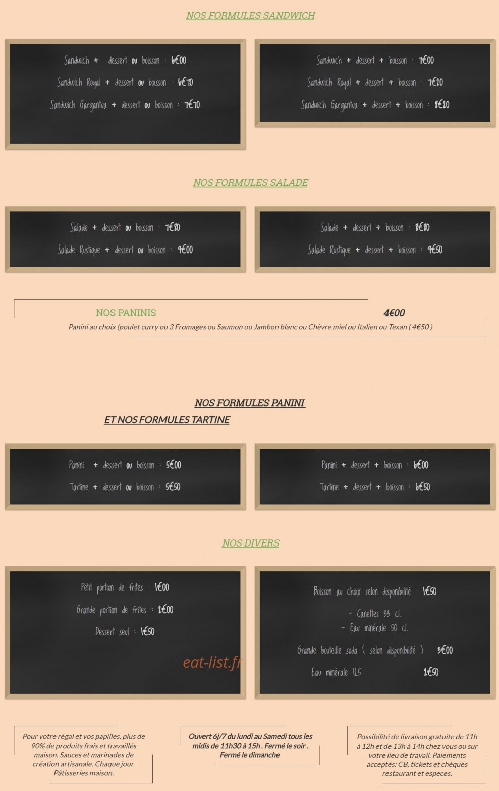 Ô saveurs — carte page 1