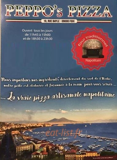 Peppo's pizza — carte page 1