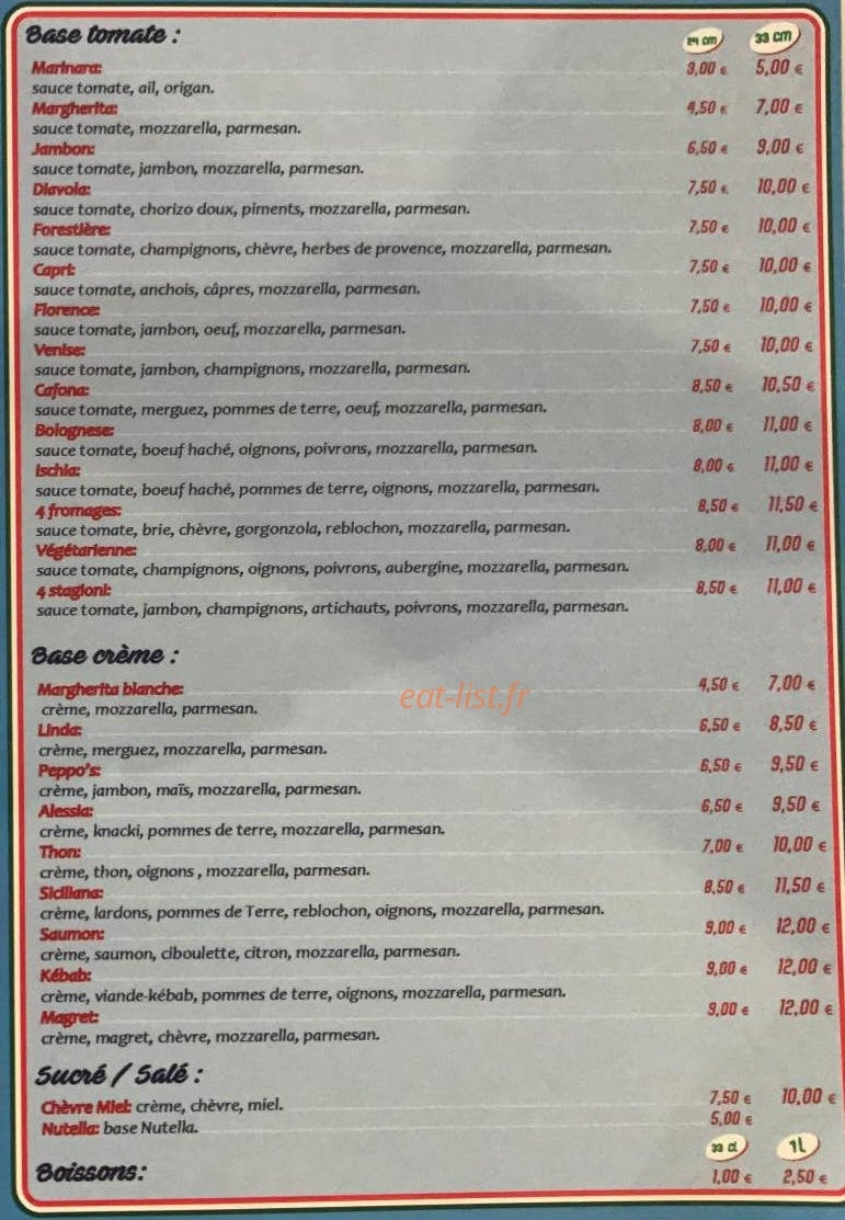 Peppo's pizza — carte page 2