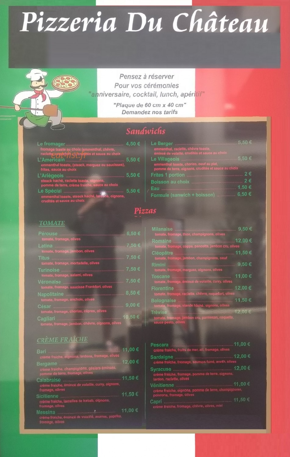 Pizzeria du Château — carte page 3