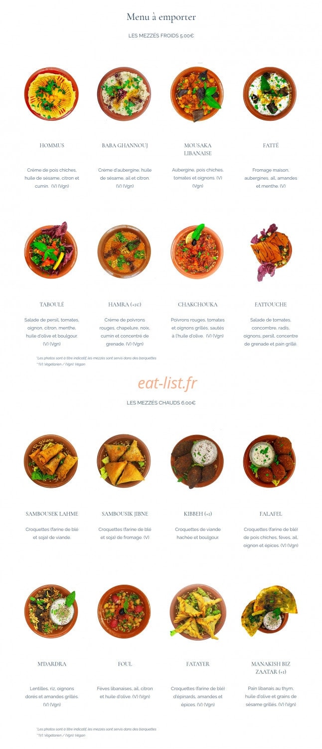 Saveurs du Liban — carte page 1