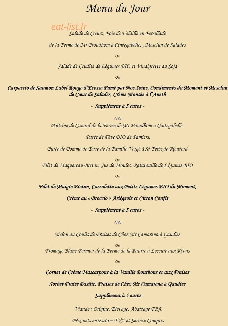 Au Gré des Saisons — carte page 4