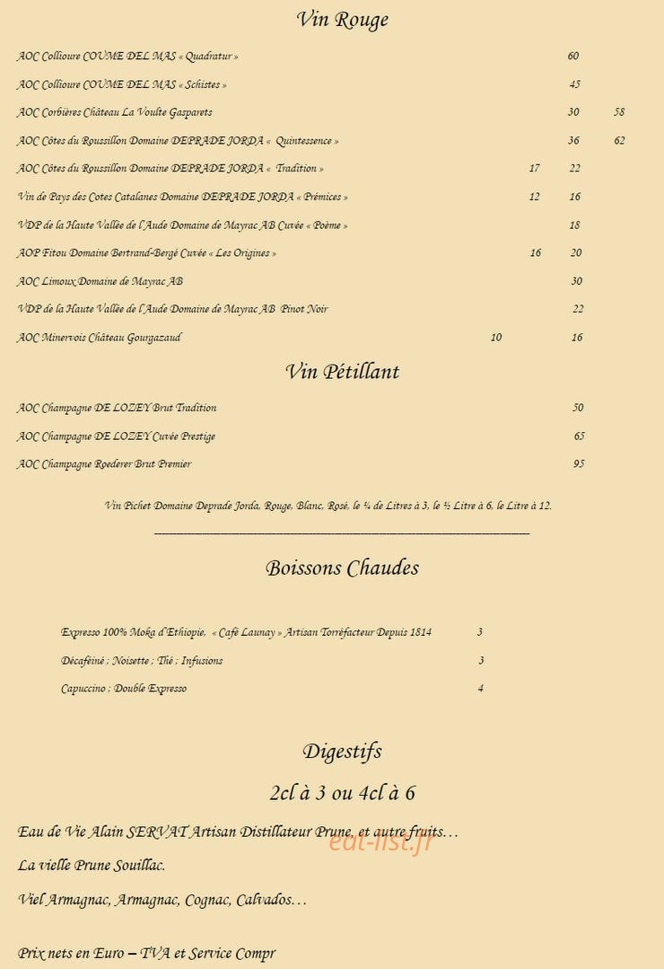 Au Gré des Saisons — carte page 6