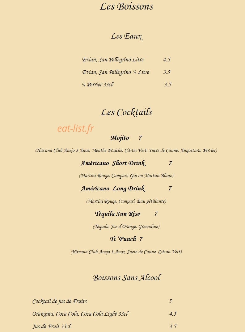 Au Gré des Saisons — carte page 1