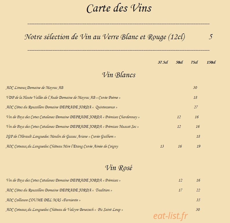 Au Gré des Saisons — carte page 5