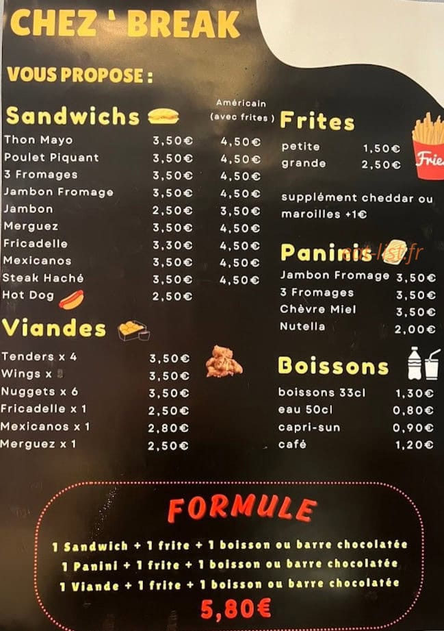 Chez'break — carte page 2