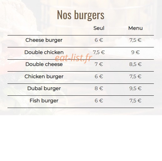 Dubai Eat — carte page 1