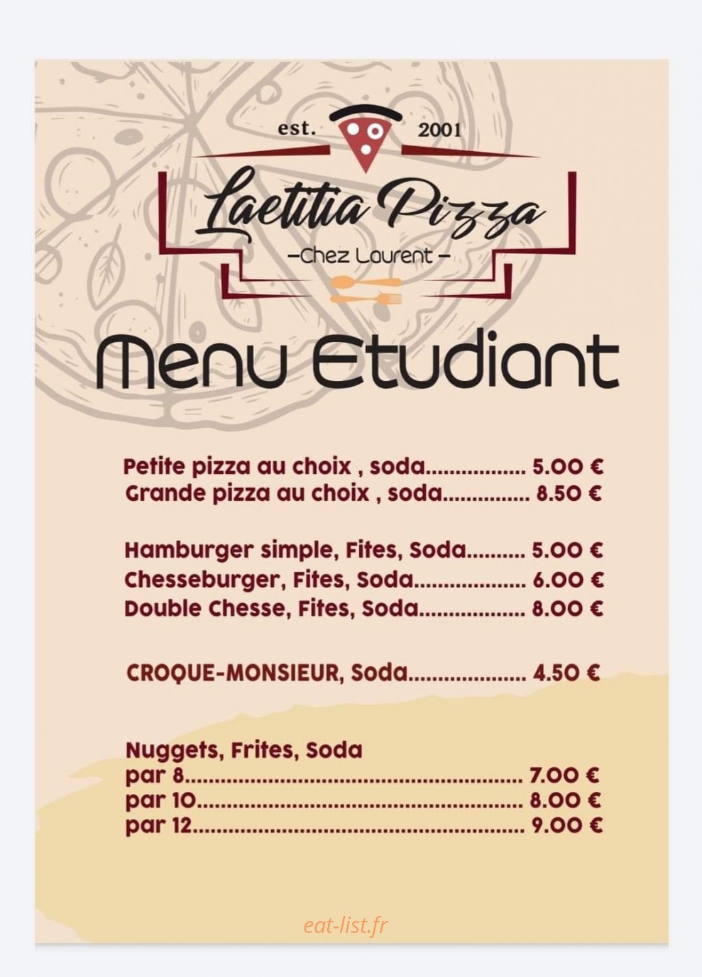 Laëtitia Pizzas — carte page 6