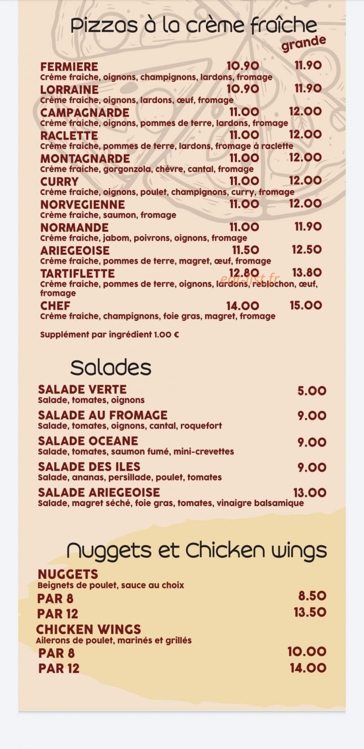 Laëtitia Pizzas — carte page 2