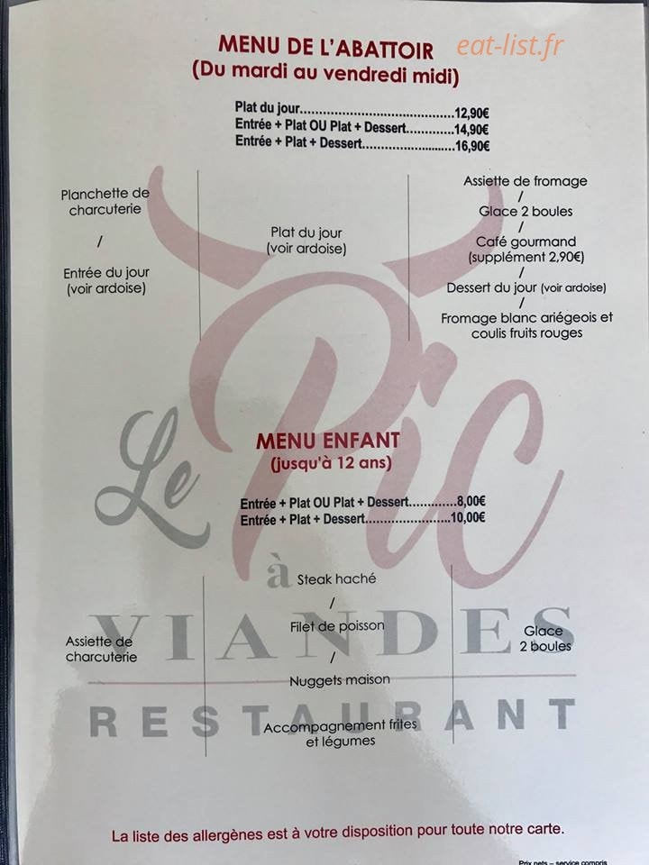 Le Pic a Viandes — carte page 4