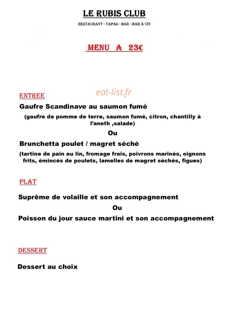 Le Rubis Club — carte page 6