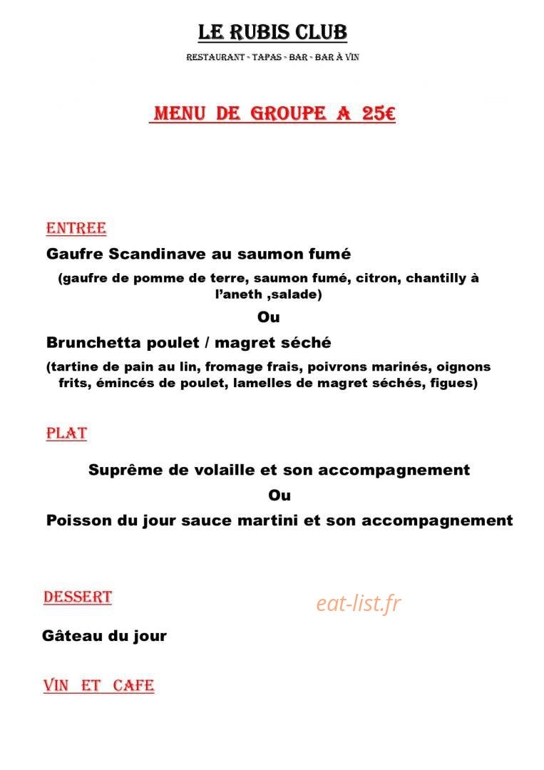 Le Rubis Club — carte page 10