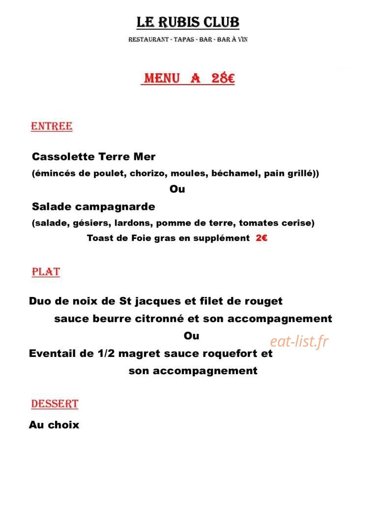 Le Rubis Club — carte page 7
