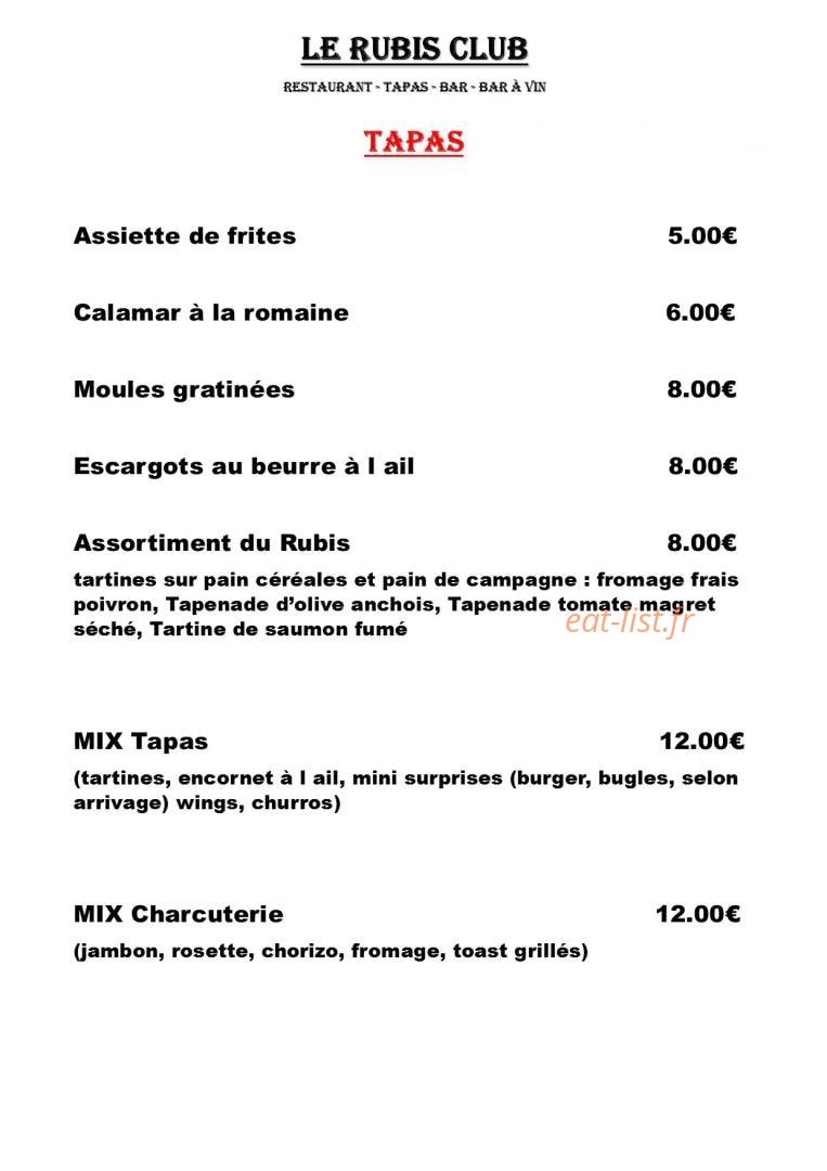 Le Rubis Club — carte page 4