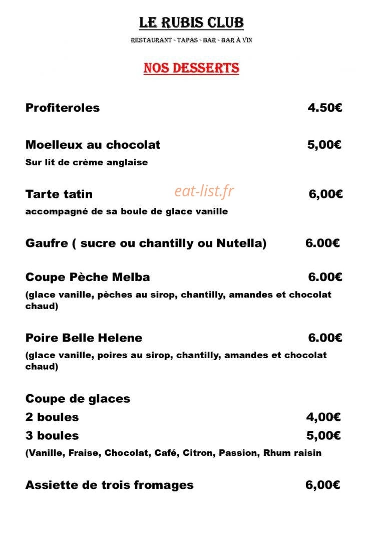 Le Rubis Club — carte page 3