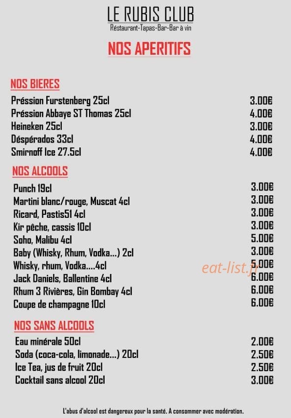 Le Rubis Club — carte page 12