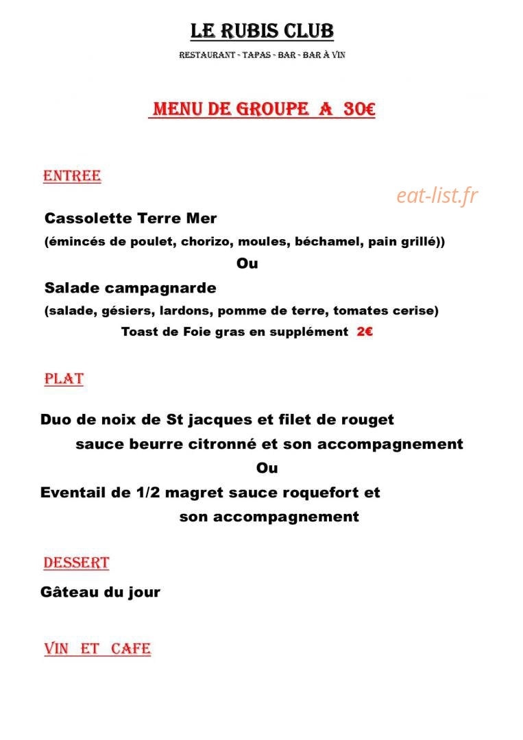 Le Rubis Club — carte page 11