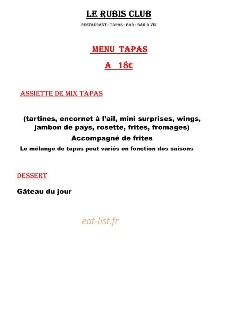 Le Rubis Club — carte page 5