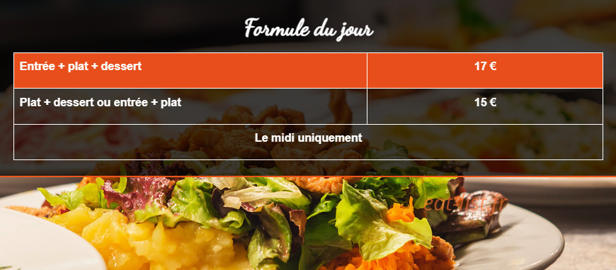 Les Saveurs du Sud — carte page 1