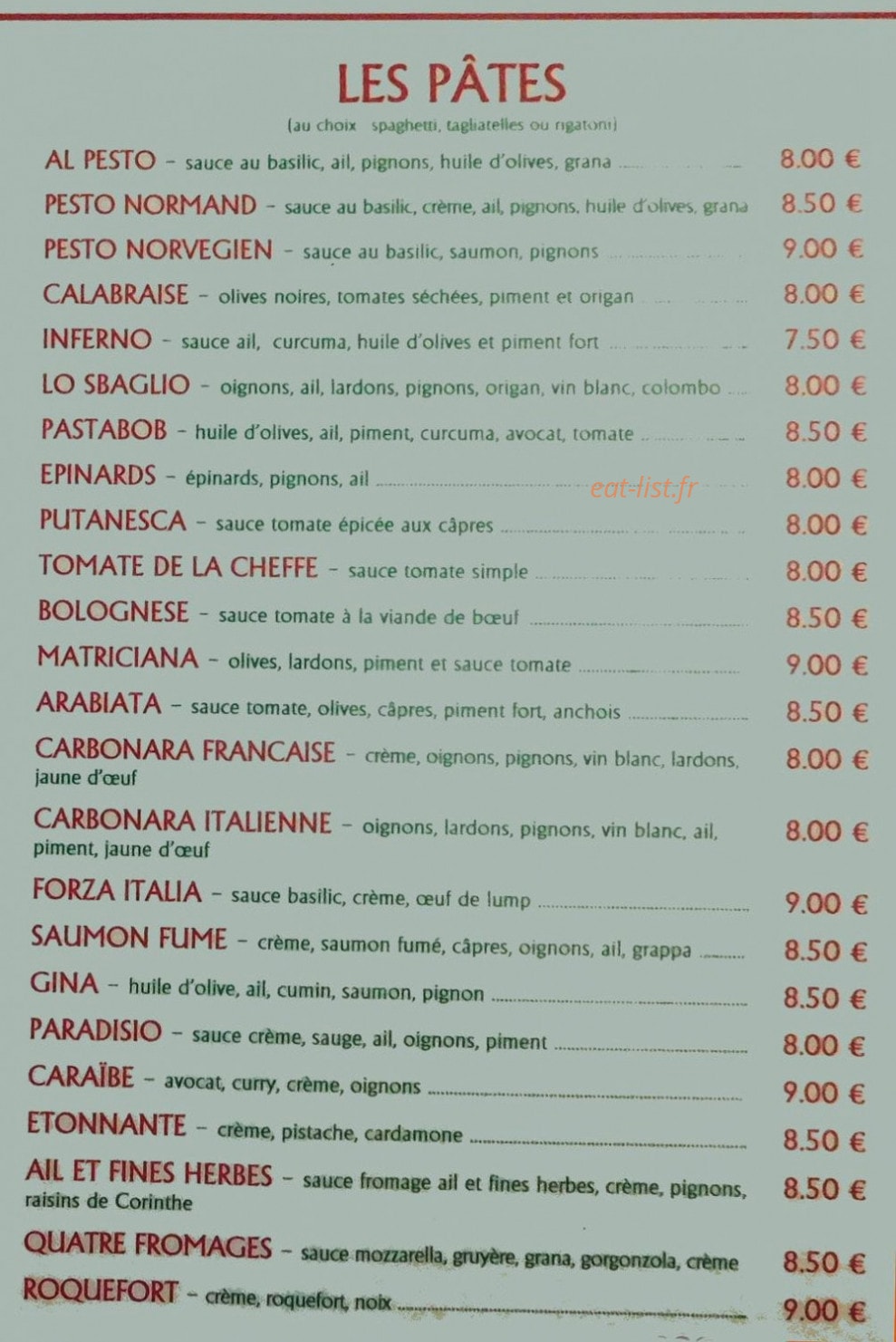 Spaghetti Snack — carte page 2