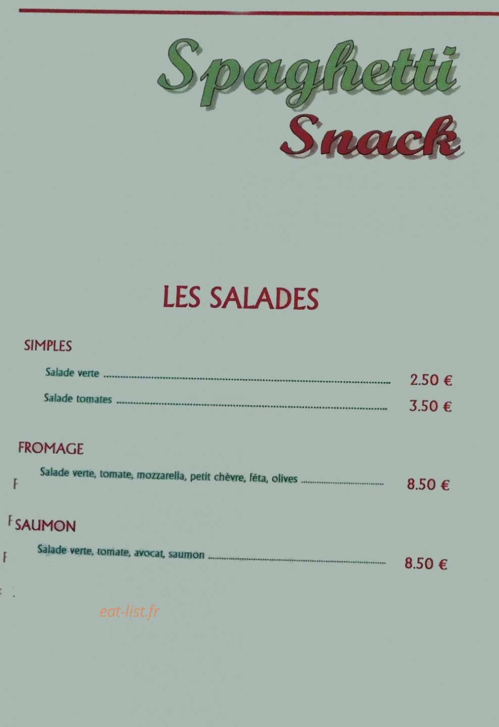 Spaghetti Snack — carte page 3