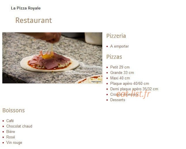 La Pizza Royale — carte page 1