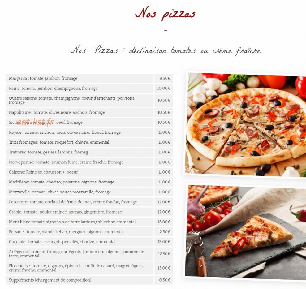 La Trattoria — carte page 3
