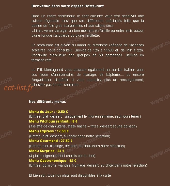 Le P'tit Montagnard — carte page 1