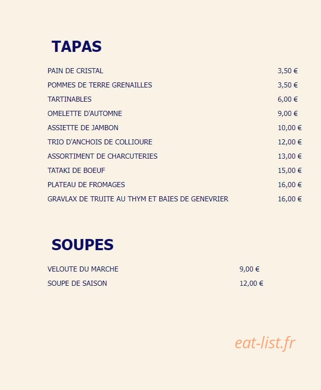 Le Patio — carte page 1