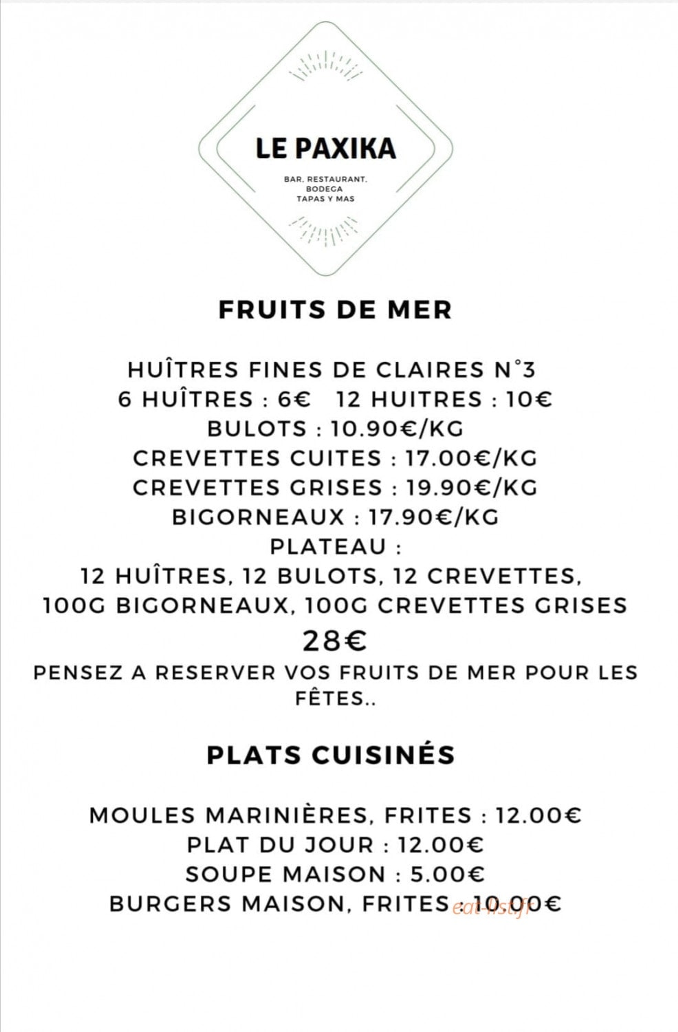 Le paxika — carte page 1