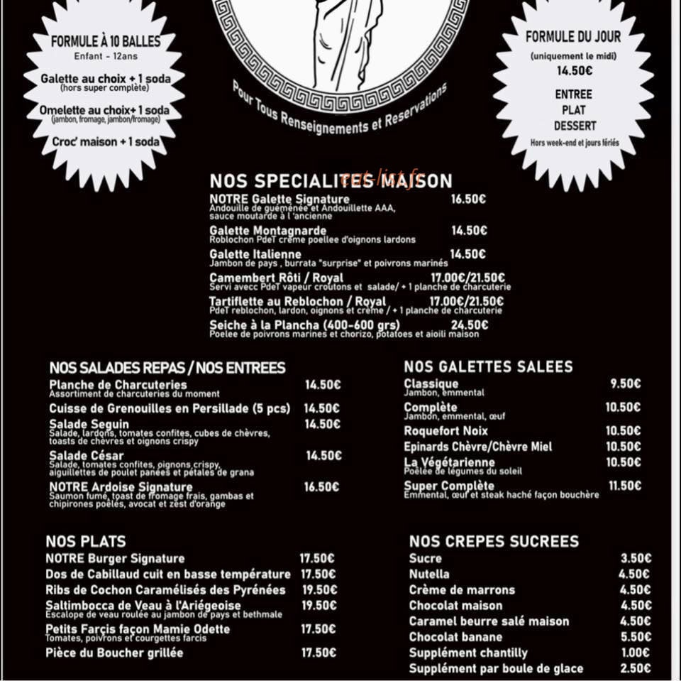 Restaurant Les Thermes — carte page 1