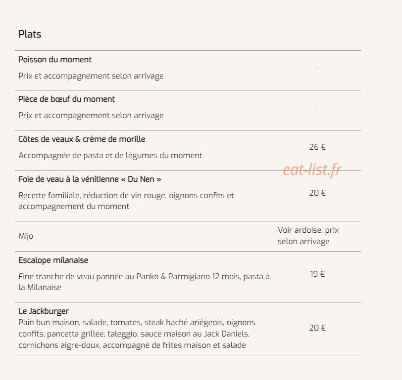 Chez Mateo — carte page 3
