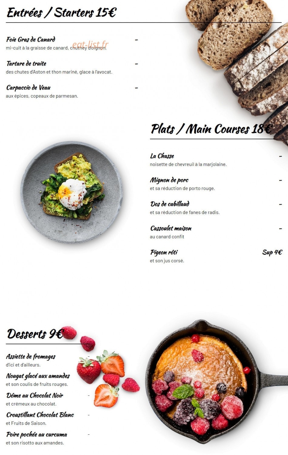 Auberge Pierre Bayle — carte page 3