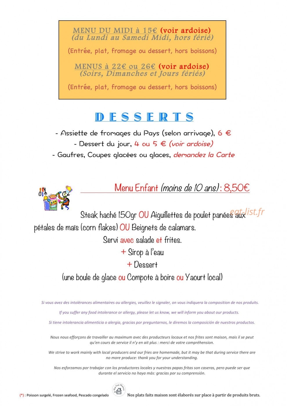 Auberge du Haut Salat — carte page 2