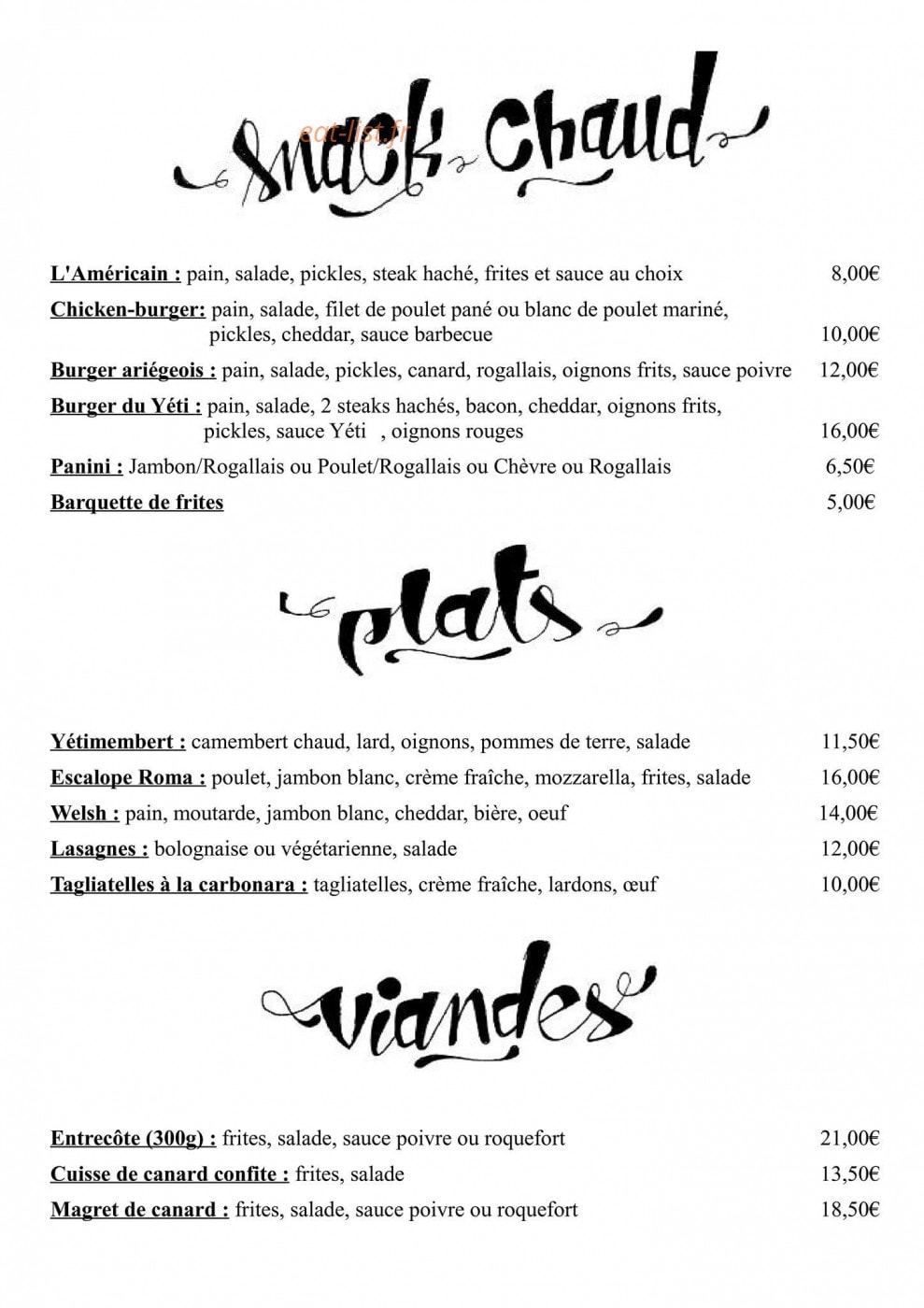 Le Yéti — carte page 3