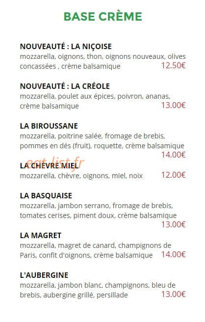 Pizza Kiwi — carte page 2