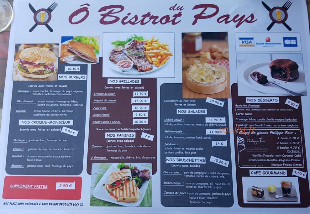 Ô Bistrot du Pays — carte page 1
