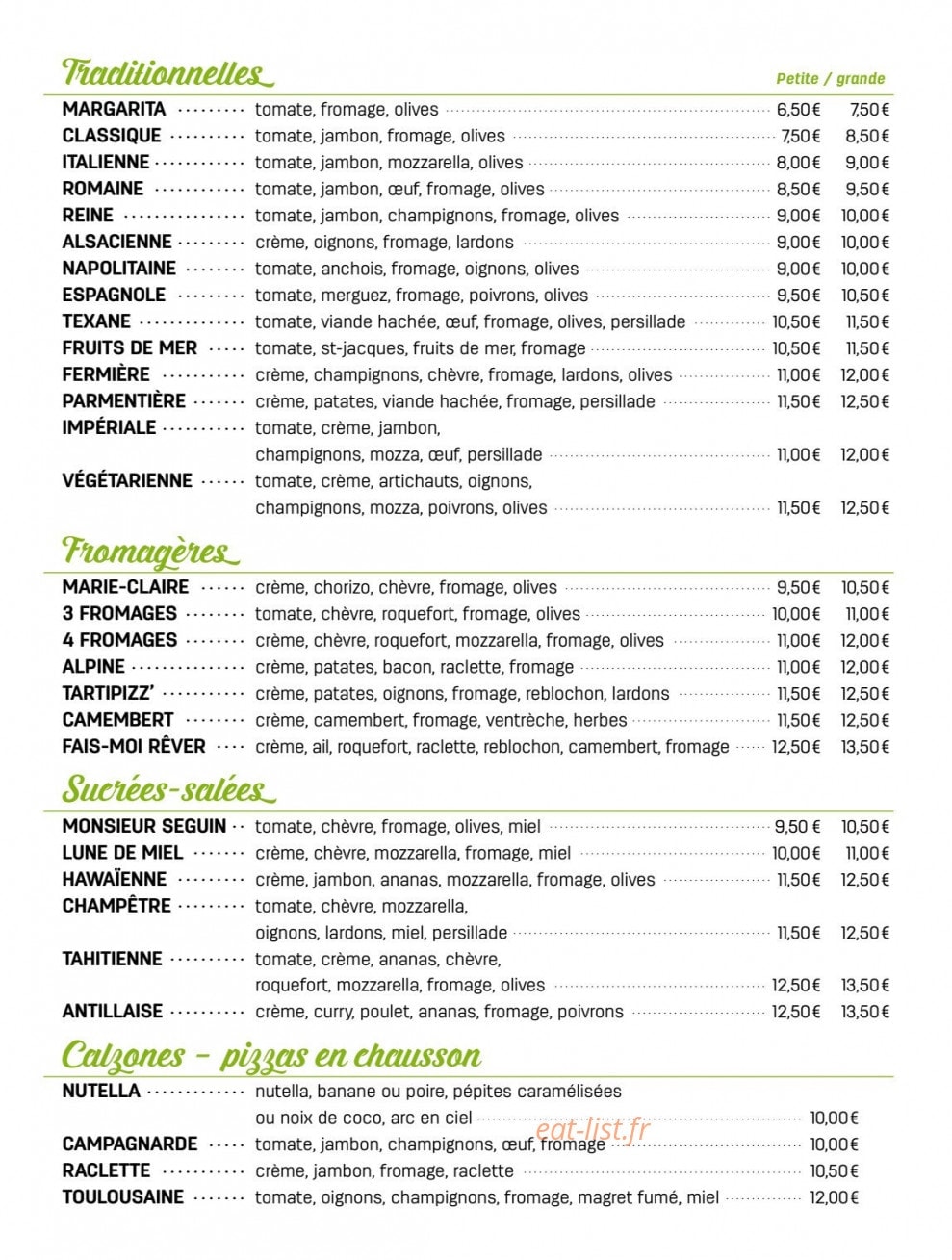 Les Pizz'Artistes — carte page 2