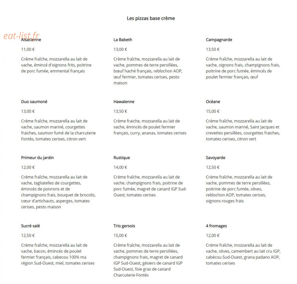 Aux saveurs de Babeth — carte page 2