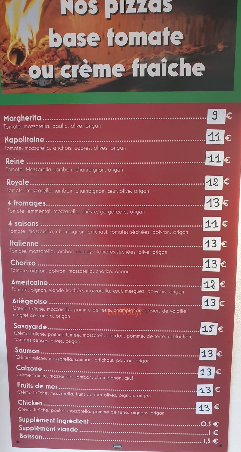 Fafa's pizza — carte page 2
