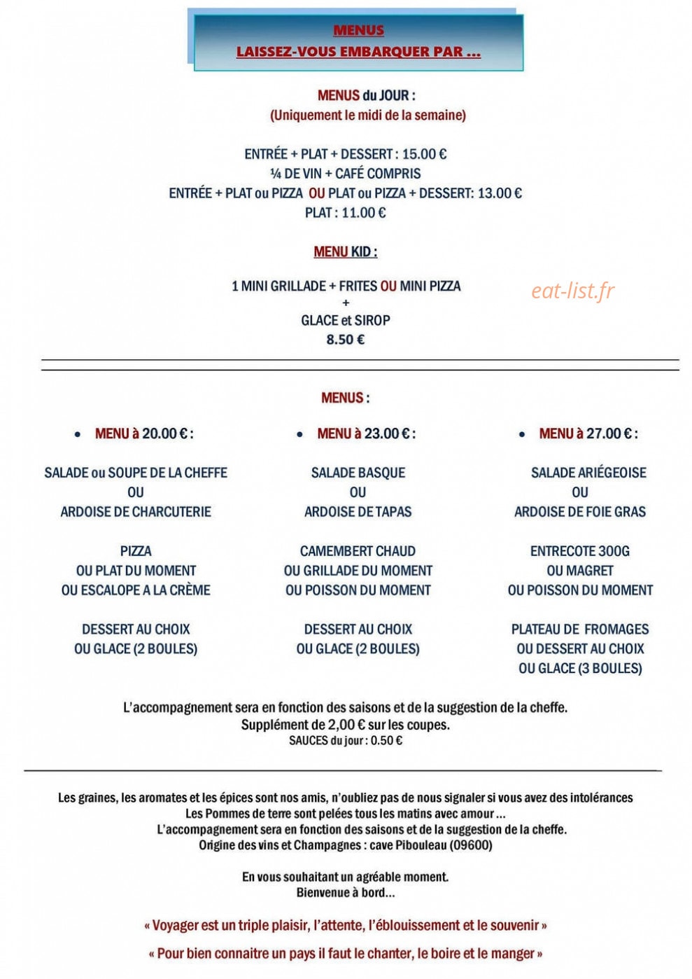 Le Voyage Culinaire — carte page 5