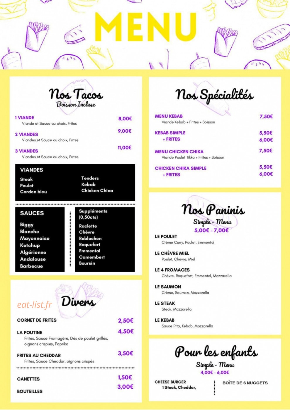 Ô Fifty’s — carte page 2