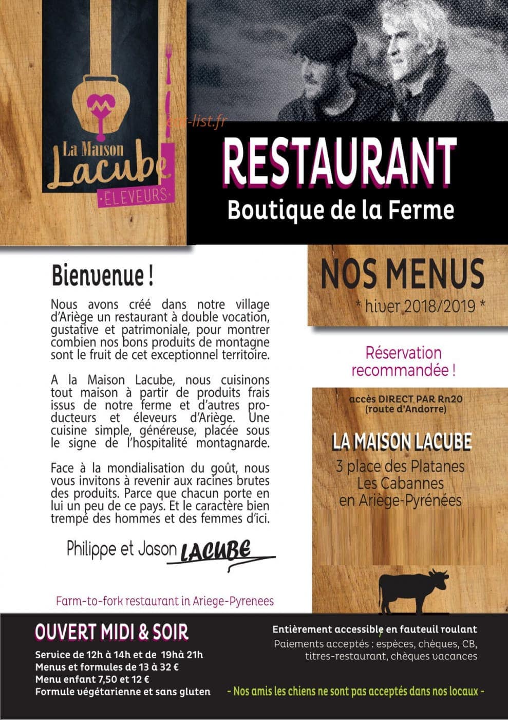 La Maison Lacube — carte page 1