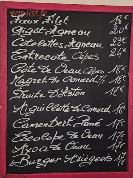 Auberge de la Grotte — carte page 2