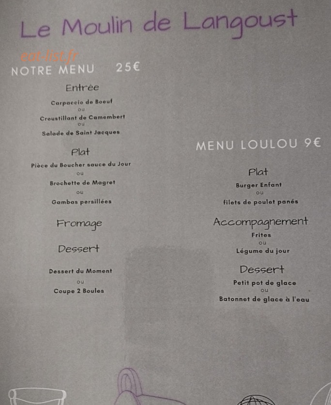 Le Moulin De Langoust — carte page 1