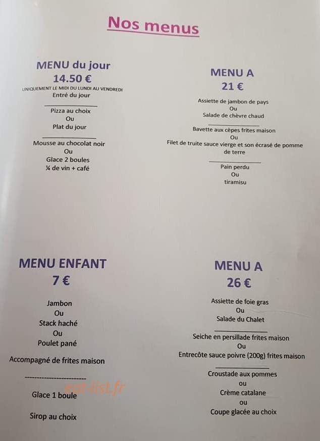 Le Chalet — carte page 4