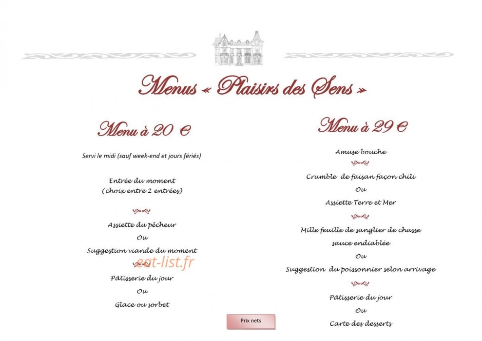 Les Saveurs du Manoir — carte page 2
