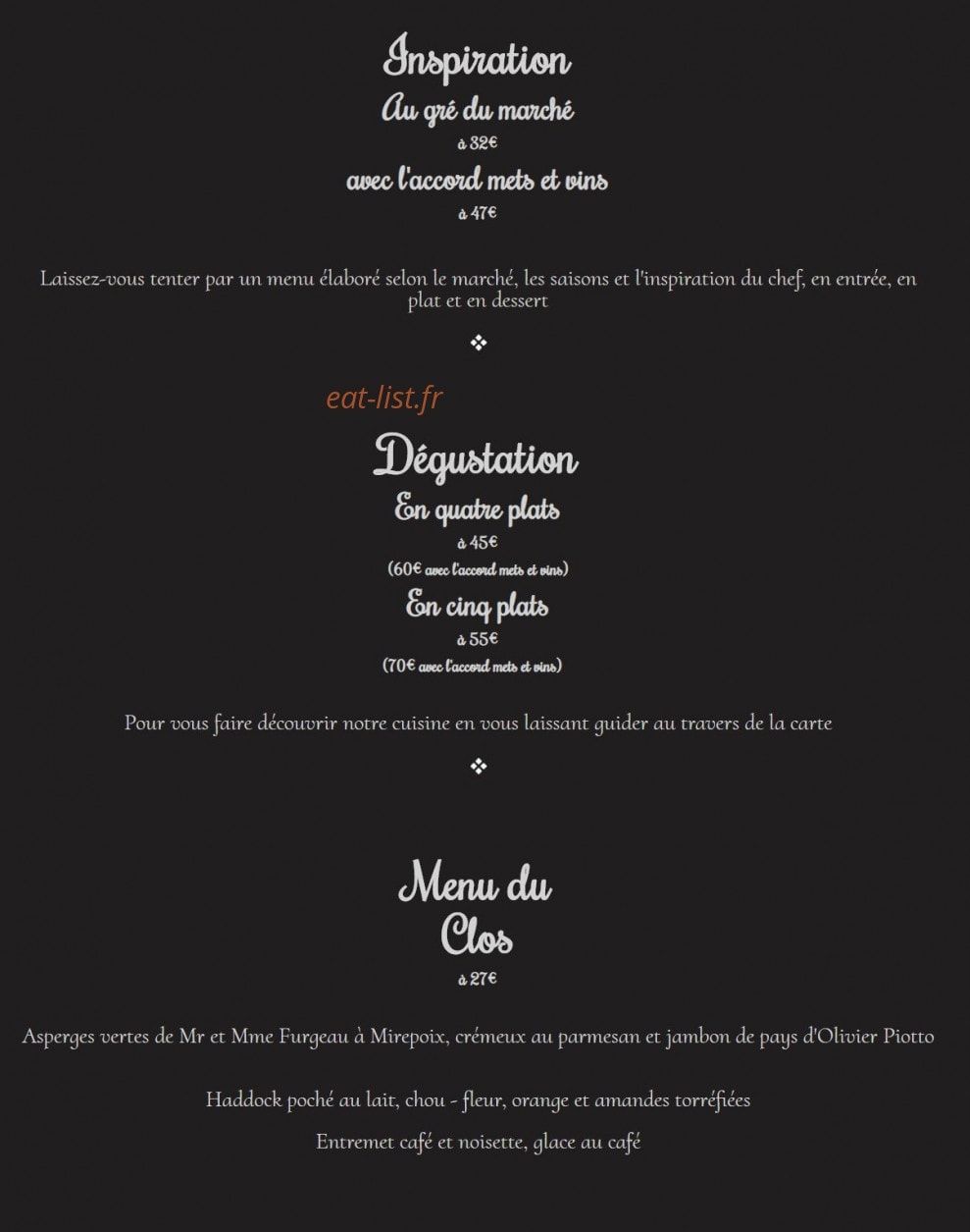 Le Clos Saint Martin à Coutens - menu et photos
